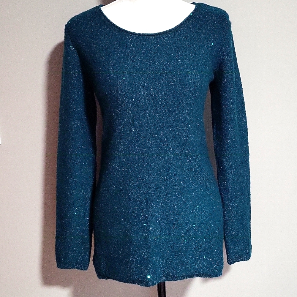 Apt 9 green sequined holiday sweater, Small